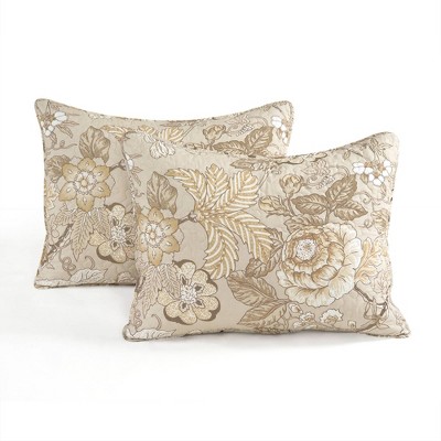 Sydney Neutral Reversible Cotton Floral Full/Queen Quilt Set