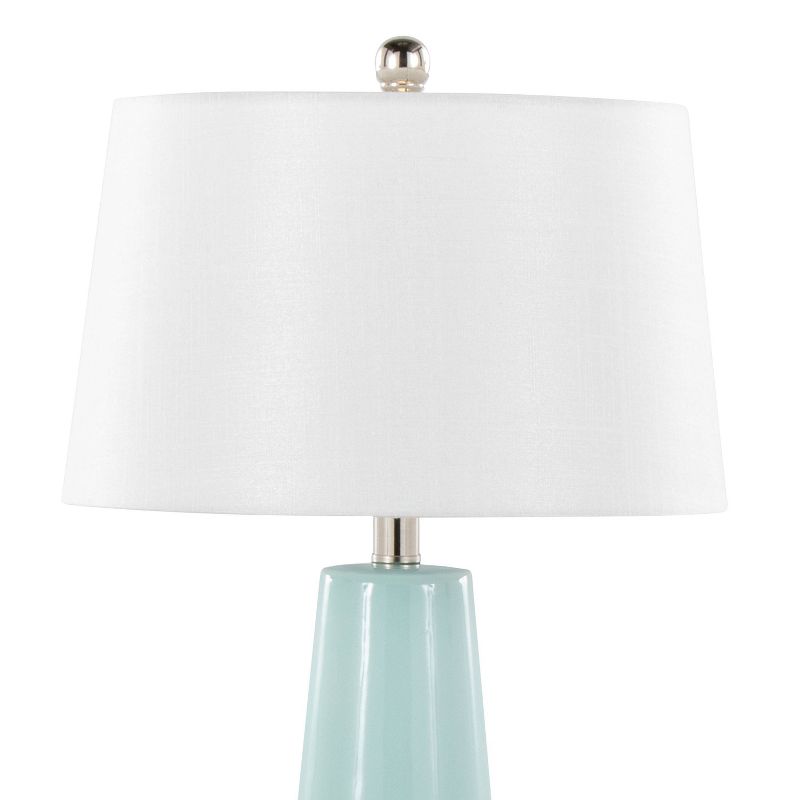 LumiSource Penelope 22&#34; Contemporary Ceramic Table Lamp with Tiffany Blue and Silver Ceramic Body and White Shade, 3 of 7