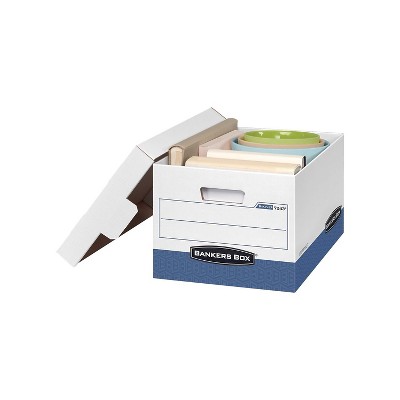 Heavy-Duty White and Blue Corrugated Storage Box with Lift-Off Lid