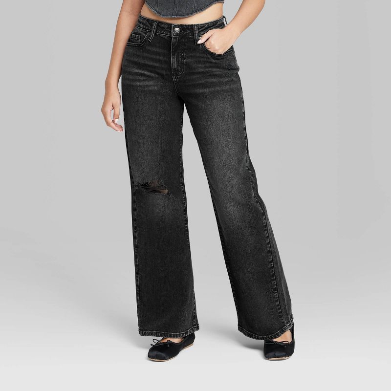 Women's High-Rise Wide Leg Baggy Jeans - Wild Fable™, 3 of 5