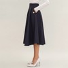 Anna-Kaci Women's Midi A-Line Skirt with Structured High Waist, Soft Flowing Panels, and Button-Tab Pocket Accents for Shape - 3 of 4