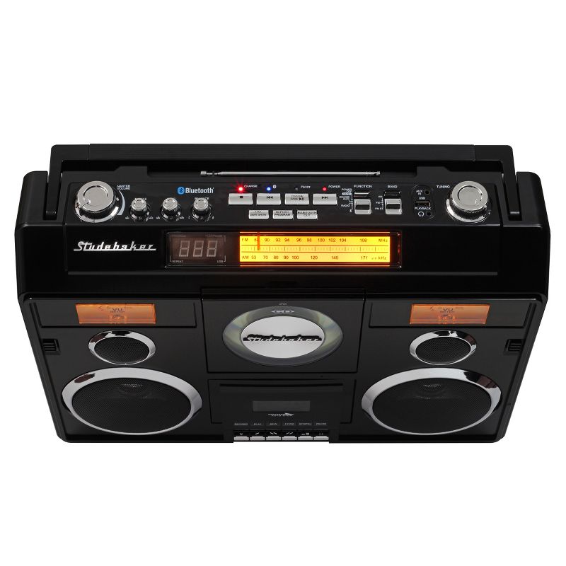 Studebaker SB2140 Sound Station Portable Stereo Boombox with Bluetooth, CD, AM/FM Radio and Cassette Player/Recorder, 3 of 7