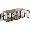 Acekool 87" Extra Large Double Dog Crate Furniture with Divider, 3 Lockable Doors, Indoor Kennel TV Stand for 2 Dogs, Black - 3 of 4