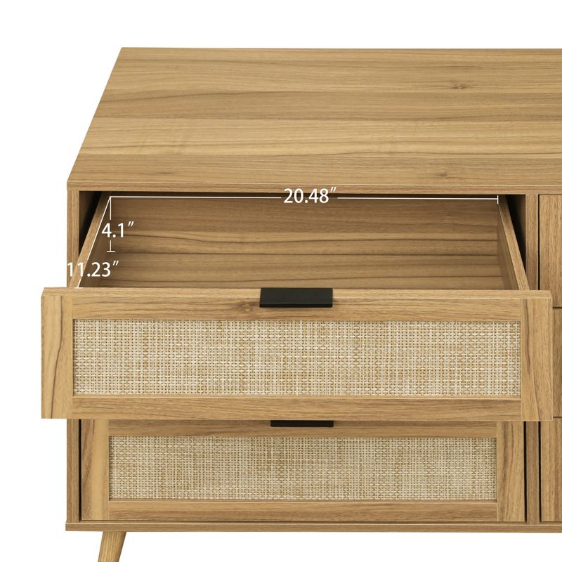 46.66" 6-Drawer Rattan Storage Cabinet for Living Room and Bedroom - ModernLuxe, 4 of 11