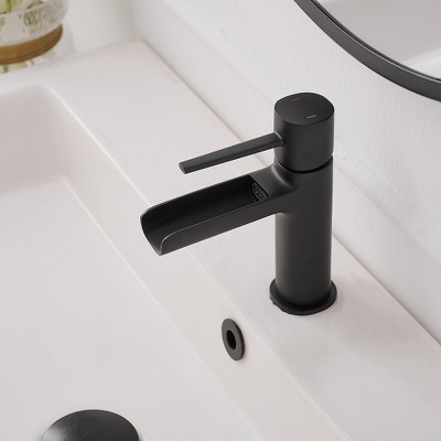 Matte Black Single Handle Waterfall Bathroom Faucet