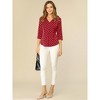 INSPIRE CHIC Women's Polka Dots 3/4 Sleeve Casual Button Front Shirt - 2 of 4