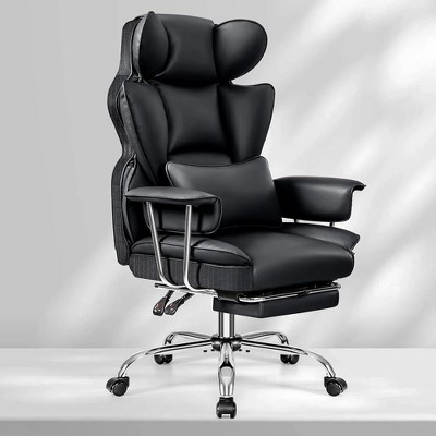 KERDOM Office Desk Chair, Big and Tall Executive Chair with Footrest, Ergonomic Reclining High Back Support, Black