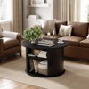 WOWLIVE Lift Top Coffee Table with Sliding Tambour Door, Round Fluted Coffee Table with Hidden Storage, Center Table for Living Room - 2 of 4
