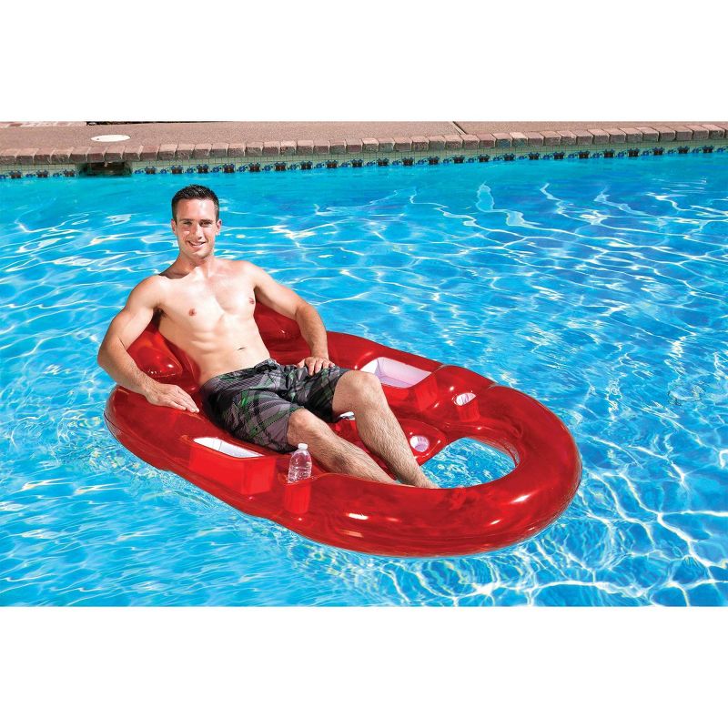 Poolmaster Deluxe French Lounge-Dual Pack Swimming Pool Floats - Blue/Red/White, 4 of 6