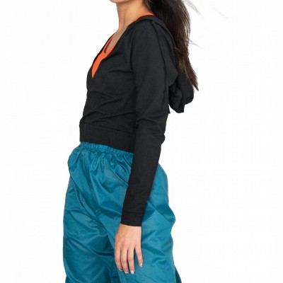 Women's Long Sleeve Cropped Criss Cross Hoodie - Body Wrappers M