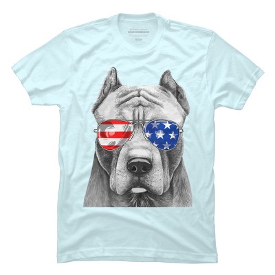 Men's Design By Humans American Pitbull With Sunglasses By T-Shirt