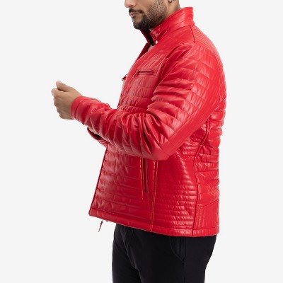 X RAY PU Quilted Jacket With Faux Shearling Lining in RED Size M — фото 6