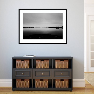 Black and White Framed Loch Scene Print, 44" x 34"