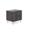 Gulches Black Nightstand, 20 Inch High, 2 Drawers with Round Single - Loop Handles, Metal Legs - 3 of 4