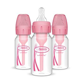 Dr. Brown's 4oz Anti-Colic Options+ Narrow Baby Bottle with Level 1 Slow Flow Nipple - 3pk - Pink - 0m+