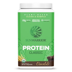 Classic Organic Protein Powder, Plant-Based Protein, Chocolate Flavor, Sunwarrior, 750gm (30 servings) - 1 of 4