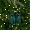 Northlight Glittered Ribbed Glass Christmas Ball Ornaments - 3" (75mm) - Green and Gold - 4ct - 3 of 4