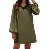 Anna-Kaci Women's Long Sleeve Mini Shift Dress with V-Neckline and Lace Trim Detail - 2 of 4