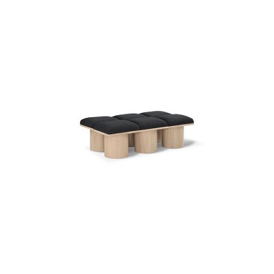 Meridian Furniture,Pavilion Black Boucle Fabric Bench