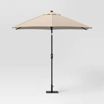 9' Round Solar Outdoor Patio Market Umbrella - Threshold™