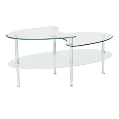 Glass Oval Living Room Metal Coffee Table - Saracina Home