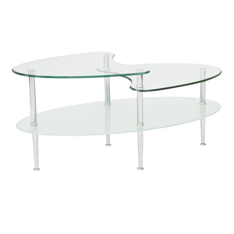 Glass Oval Living Room Metal Coffee Table - Saracina Home, 1 of 10