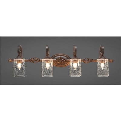 Toltec Lighting Elegante 4 - Light Vanity in  Dark Granite with 4" Clear Bubble Shade