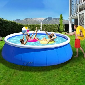 TopComfy Above Ground Pool Butterfly Inflatable Coil Mesh Design for Front and Rear Garden Yards Swimming Fun, Blue, 16.14"*12.99"*4.72" - 1 of 4