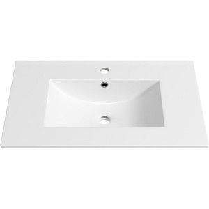 Gulches 30 in 18 Undermount Bathroom Sink in White Ceramic with Pre-Drilled Faucet Hole Modern Minimalist Design - 1 of 4