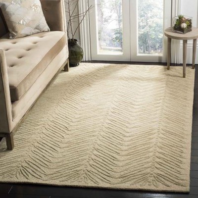 Hand-Tufted Oolong Tea Green Wool Rectangular Rug