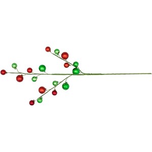 Northlight 30" Green and Red Ball Ornament Christmas Spray - 1 of 4