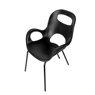 Matte Black Steel Cut-Out Outdoor Dining Chair