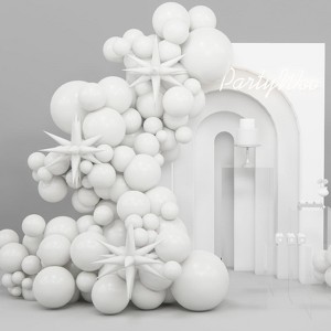 PartyWoo Balloons White Foil Starburst Spike 22 Inch 18 12 10 5 Inch 110 pcs - 1 of 4