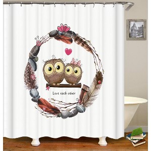Love Each Other Owl Shower Curtains for Bathroom Waterproof Fabric Bath Curtain Durable Soft Stylish Bathroom Decor 72x72 Inch - 1 of 1