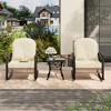 Garvee 3 Piece Rattan Rocking Bistro Set, Patio Furniture with 2 Cushioned Rocker Chairs and a 2-Tier Coffee Table,Outdoor Conversation Set for Garden - 2 of 4