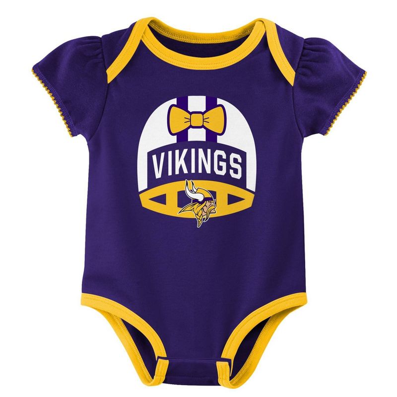 NFL Minnesota Vikings Baby Girls&#39; Onesies 3pk Set, 4 of 5