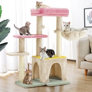 EROMMY Cat Tree, Multi-level Cat Tower for Indoor Cats,Multicolored - 1 of 4