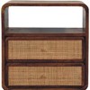 HomeRoots 22" Chestnut And Natural Solid Wood Cane Rattan Two Drawer Nightstand - 4 of 4