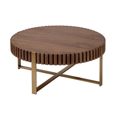 NicBex Modern 31.5 inch Round Coffee Table,Handcraft Drum Coffee Table for Living Room,Small Coffee Table with Sturdy Pedestal