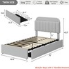 Twin/FULL/Queen/Twin XL Size Kids'Bed Frame with 2 Flexible Drawers, Boucle Upholstered Platform Bed Frame w/ Bookcase Headboard, Bedframe - 2 of 4