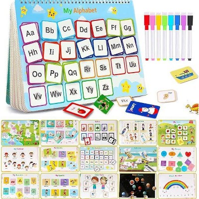 Angel Sar Montessori Busy Book for Toddlers, Preschool Learning Activities with 32 Themes & 8 Colored Pens, Educational Toy for 3-5 Year Old Kids