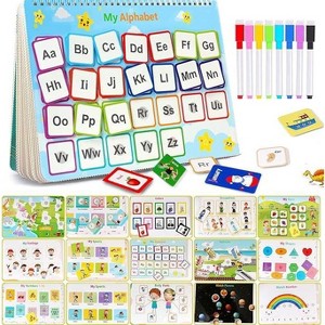 Angel Sar Montessori Busy Book for Toddlers, Preschool Learning Activities with 32 Themes & 8 Colored Pens, Educational Toy for 3-5 Year Old Kids - 1 of 4
