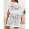 Women's Plus Size Suimsuit Cover Up Short Sleeve Hollow Out Swimwear Bathing Suit - 2 of 3