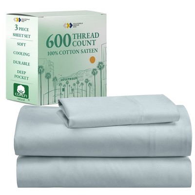 5-Star Luxury Sheet Set | 600 Thread Count 100% Cotton Sateen | Soft & Crisp Bed Sheets with Deep Pockets by California Design Den