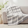 Snuggle Sac Reversible Knit Throw Blanket,Fuzzy Microfiber Throw,Heather Stripe Style - 3 of 4