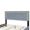 Okak Queen Platform Bed Frame with Pull Point Headboard Velvet Upholstered Bedroom Furniture Metal Wire Frame Metal Feet Easy Assembly - 4 of 4