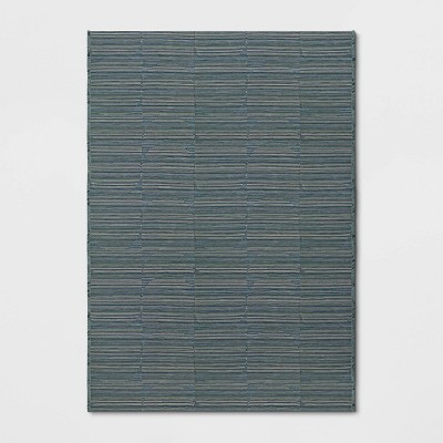 7' x 10' Cool Stripe Geo Outdoor Rug Cool Blue - Project 62™