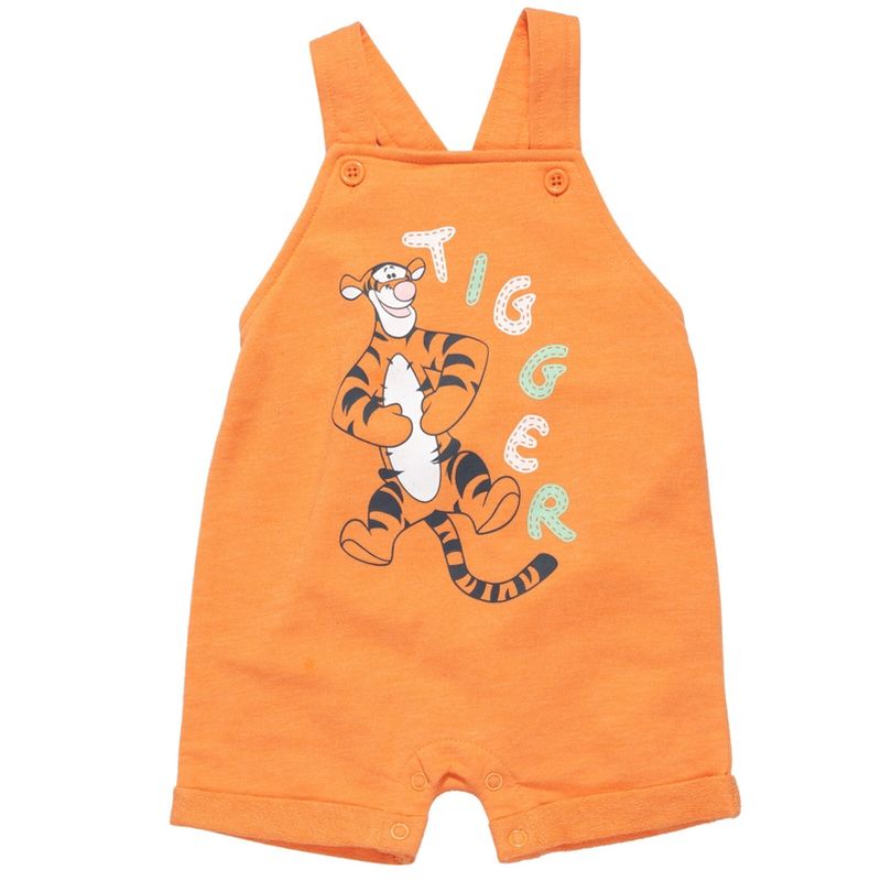 Disney Tigger Winnie the Pooh Baby French Terry Short Overalls T-Shirt and Hat 3 Piece Outfit Set Newborn to Infant, 4 of 9