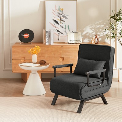 Dolonm 5-in-1 Folding Chair Bed, Adjustable Sleeper Sofa with Pillow, Convertible Futon for Small Spaces, Office, Living Room
