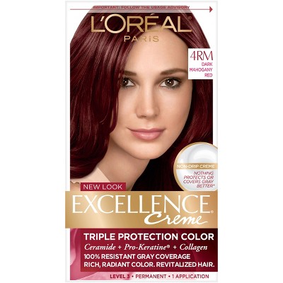 L'Oreal Paris Excellence Triple Protection Permanent Hair Color - 4RM Dark Mahogany Red - 1 kit